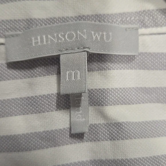 HINSON WU-"Halsey" 3/4 Sleeve Oversize Stripe Shirt-Size Medium - Picture 5 of 15